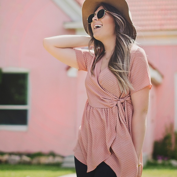 Tops - Polka Dot Wrap Tie Top